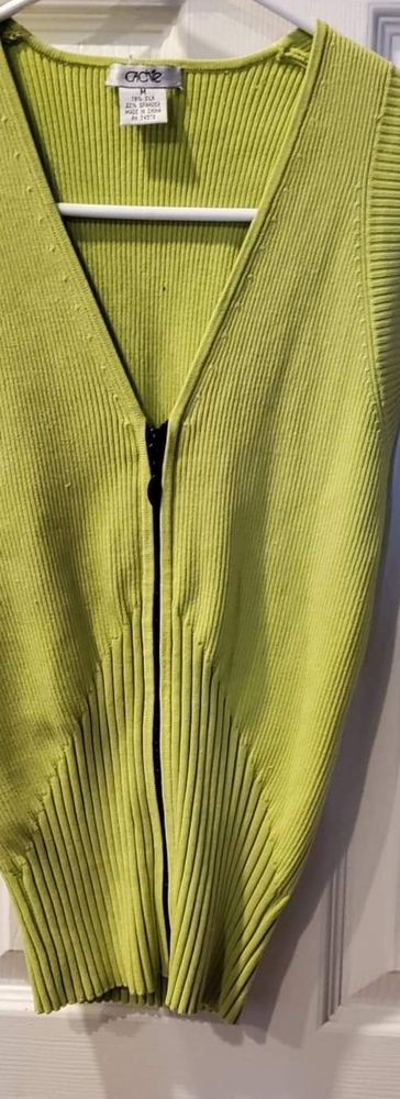 VINTAGE CACHE SILK NEON GREEN MEDIUM ZIPPER VEST